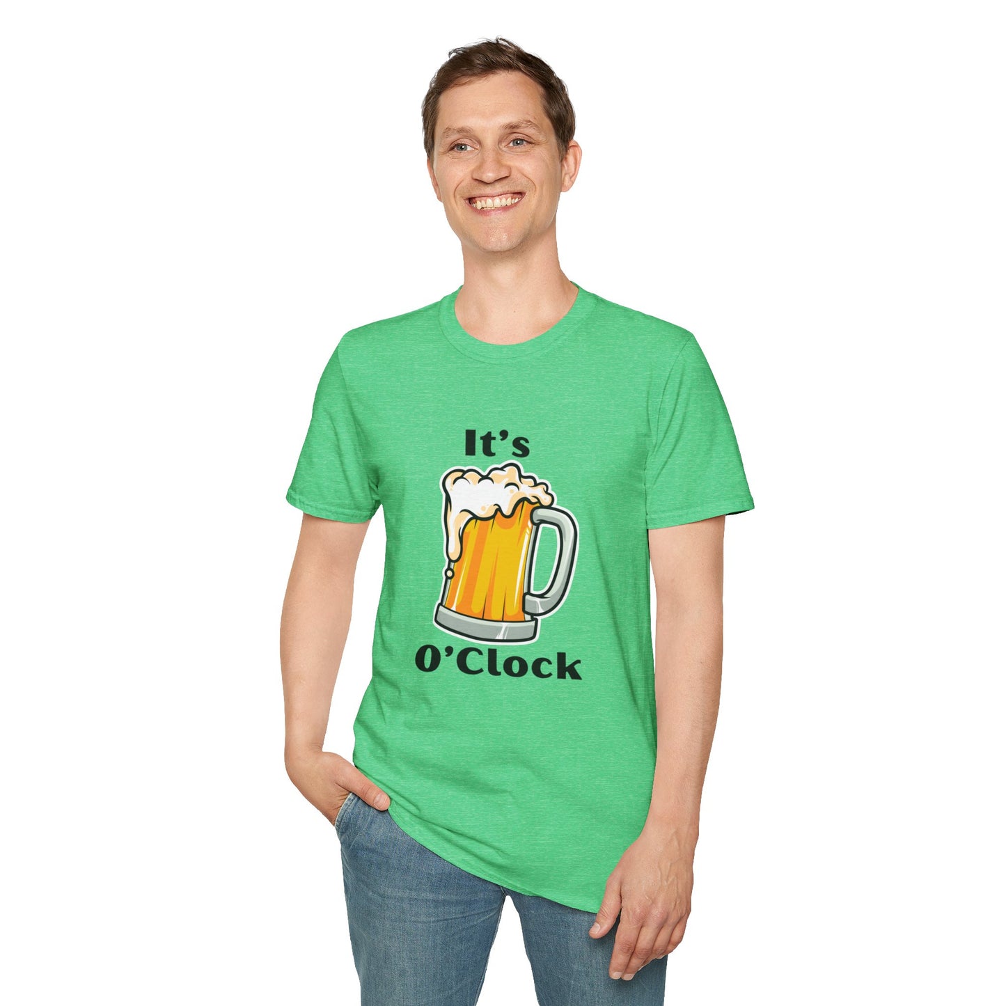 Unisex Softstyle T-Shirt, St. Patrick's Day, It's Beer O'Clock