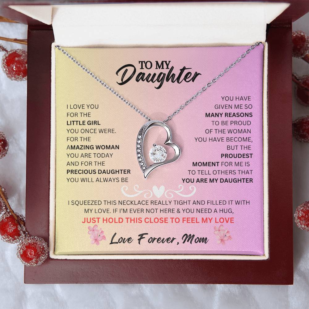 To My Daughter, From Mom, Forever Love Necklace