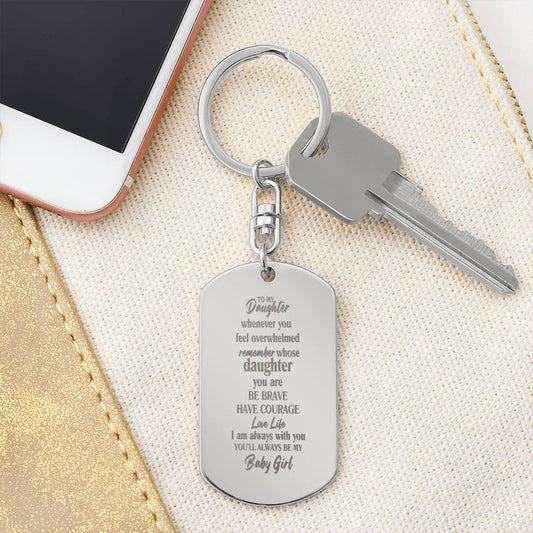 To My Daughter, Engraved Dog Tag Keychain