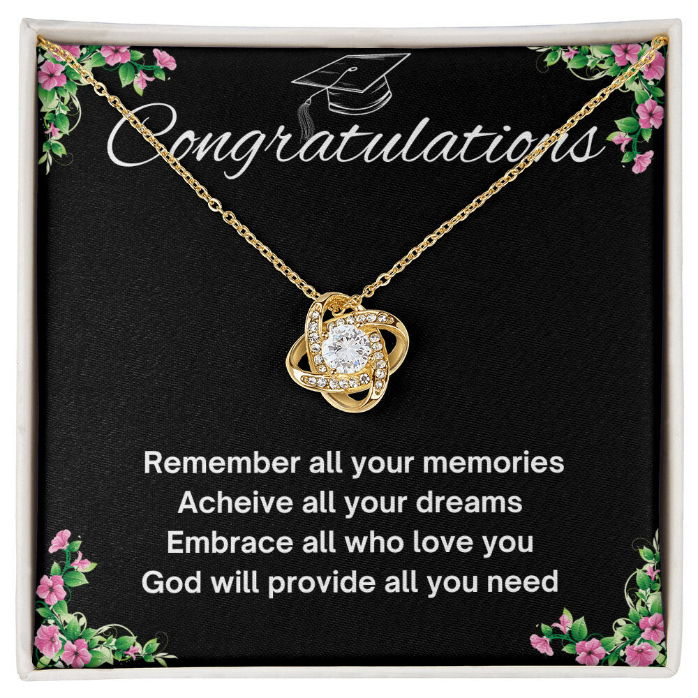 Graduation Gift for Her, Class of 2024, Love Knot Necklace (Yellow & White Gold Variants)