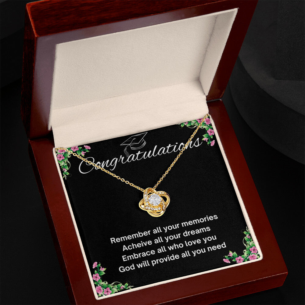 Graduation Gift for Her, Class of 2024, Love Knot Necklace (Yellow & White Gold Variants)